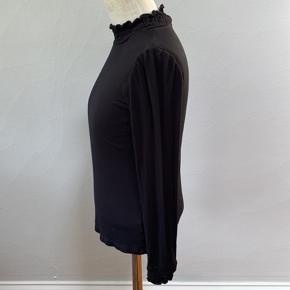 (United Colors of Benetton) black ruffle neck shirt - Picture 2 of 6